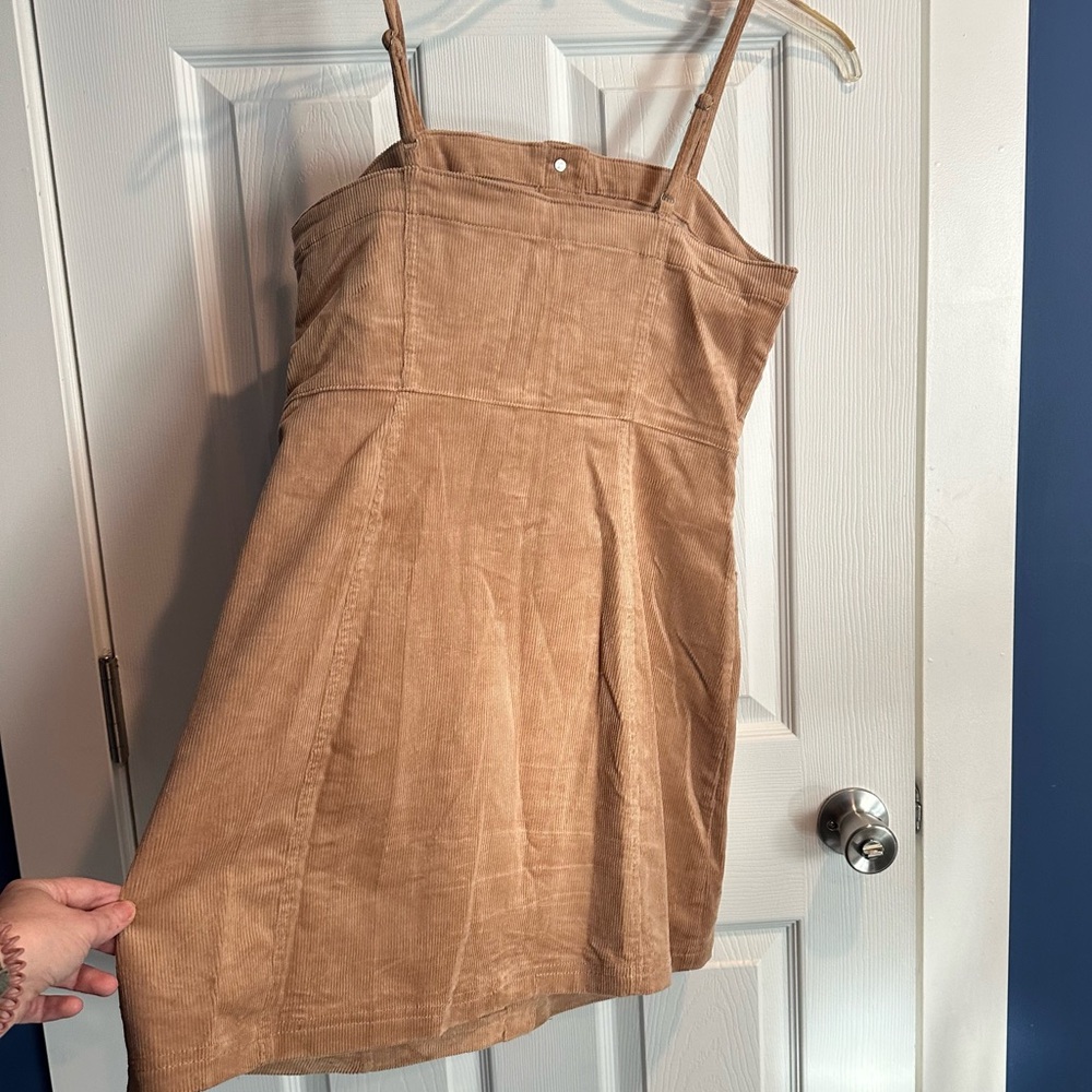 Love Tree Tan Corduroy Mini Dress size Large - Picture 2 of 6